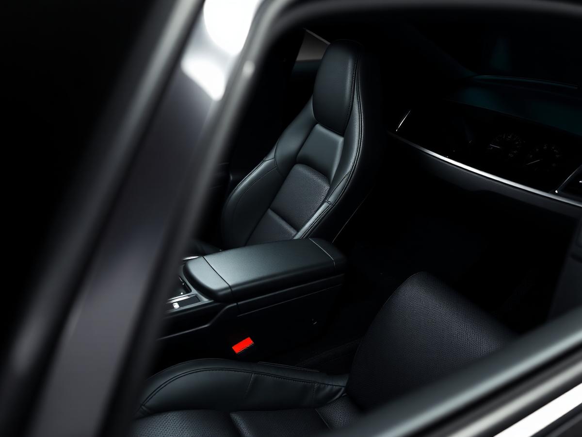 Detailed black leather car interior
